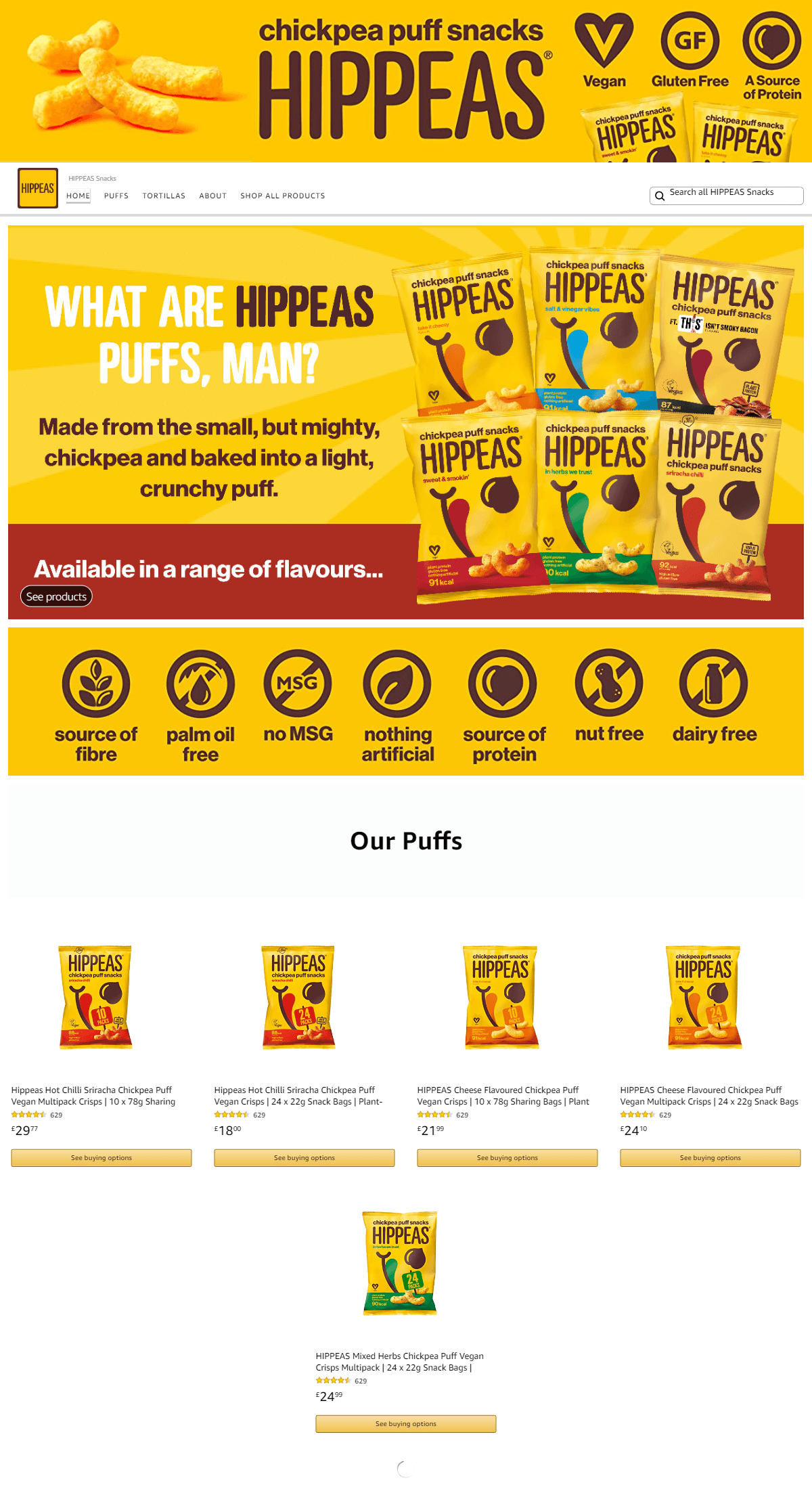 Storefront for Amazon.co.uk  HIPPEAS Snacks
