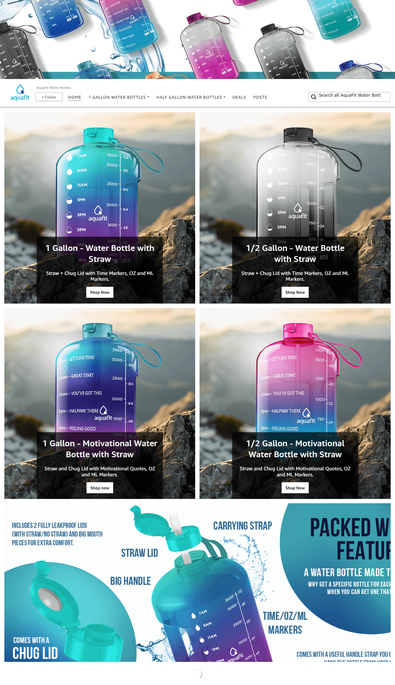 Amazon.com  AquaFit Water Bottles: Storefront