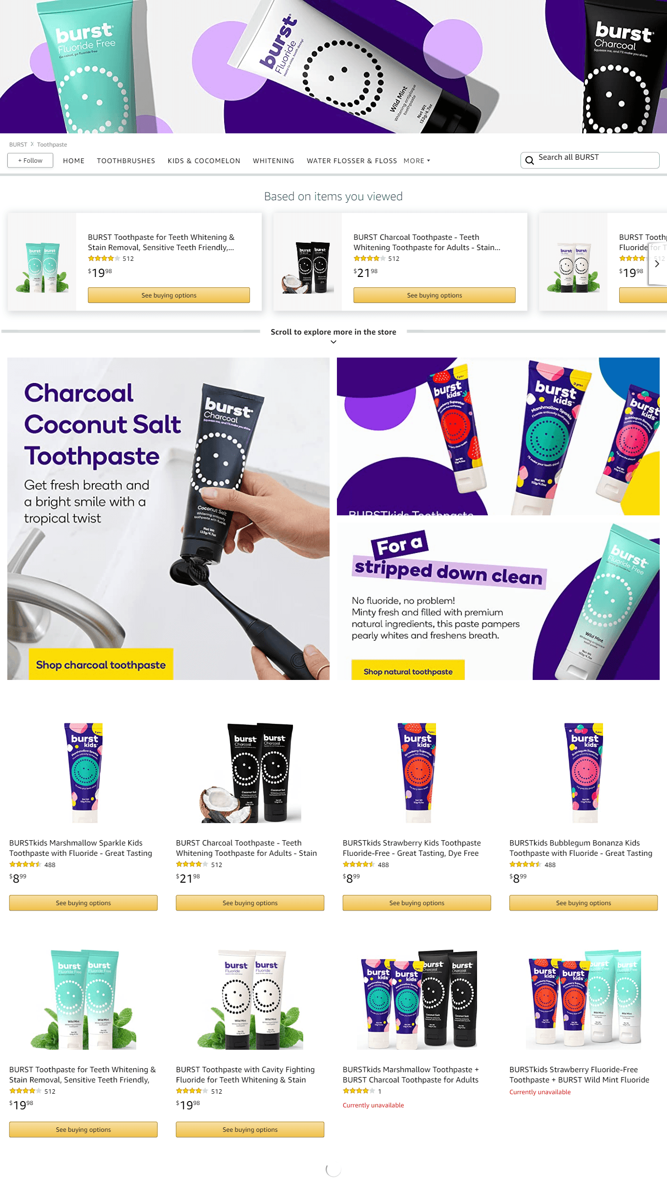 Amazon.com  BURST  Toothpaste: Storefront