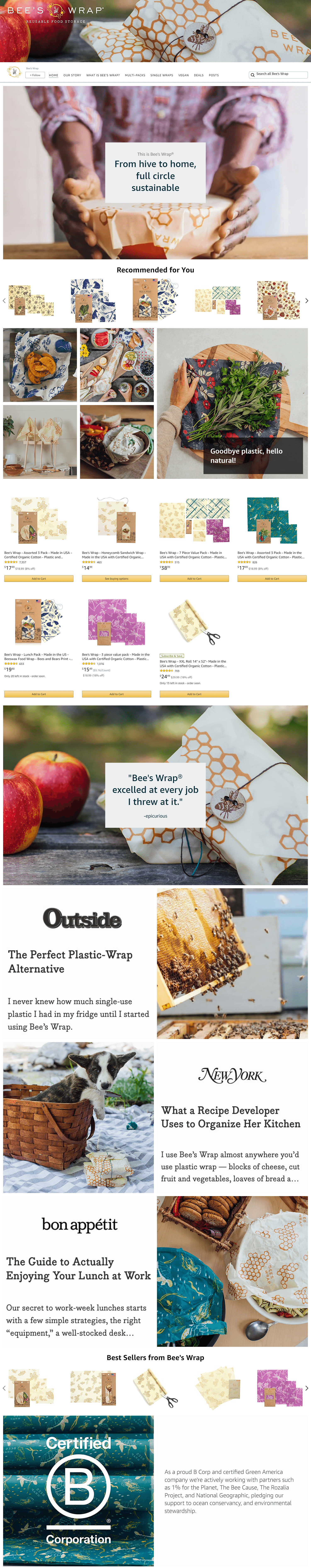 Amazon.com  Bee's Wrap: Storefront