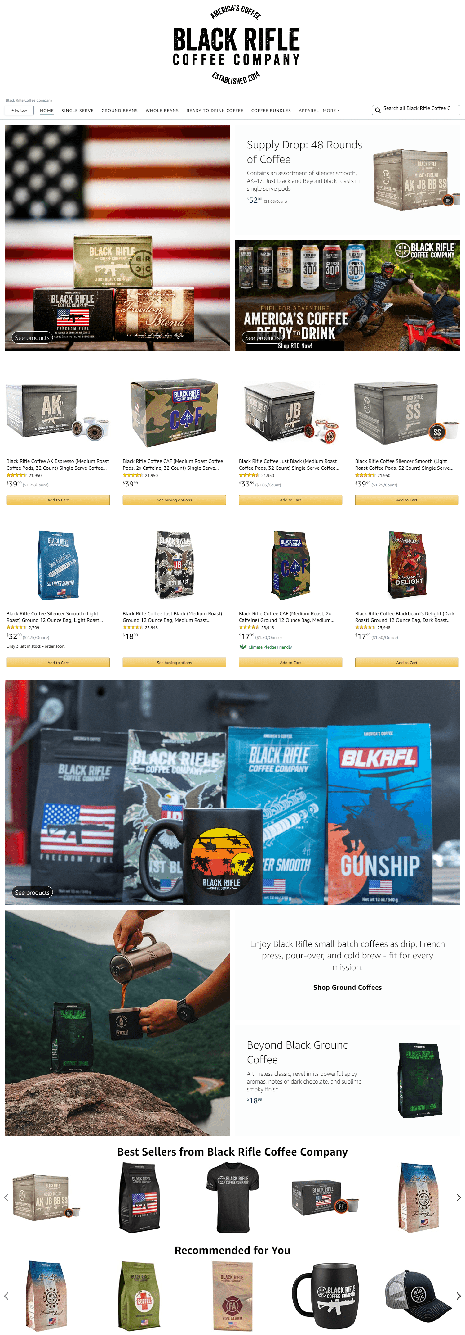 Amazon.com  Black Rifle Coffee Company: Storefront