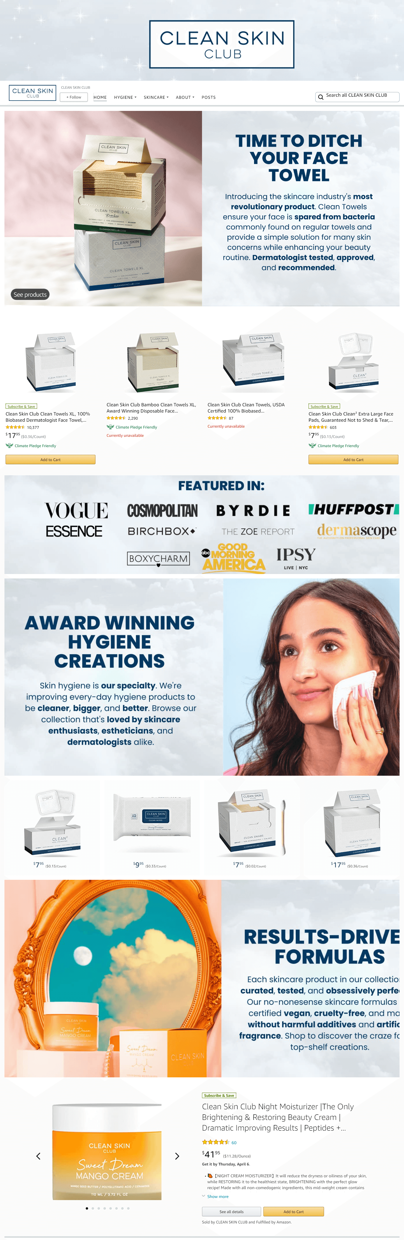 Amazon.com  CLEAN SKIN CLUB: Storefront
