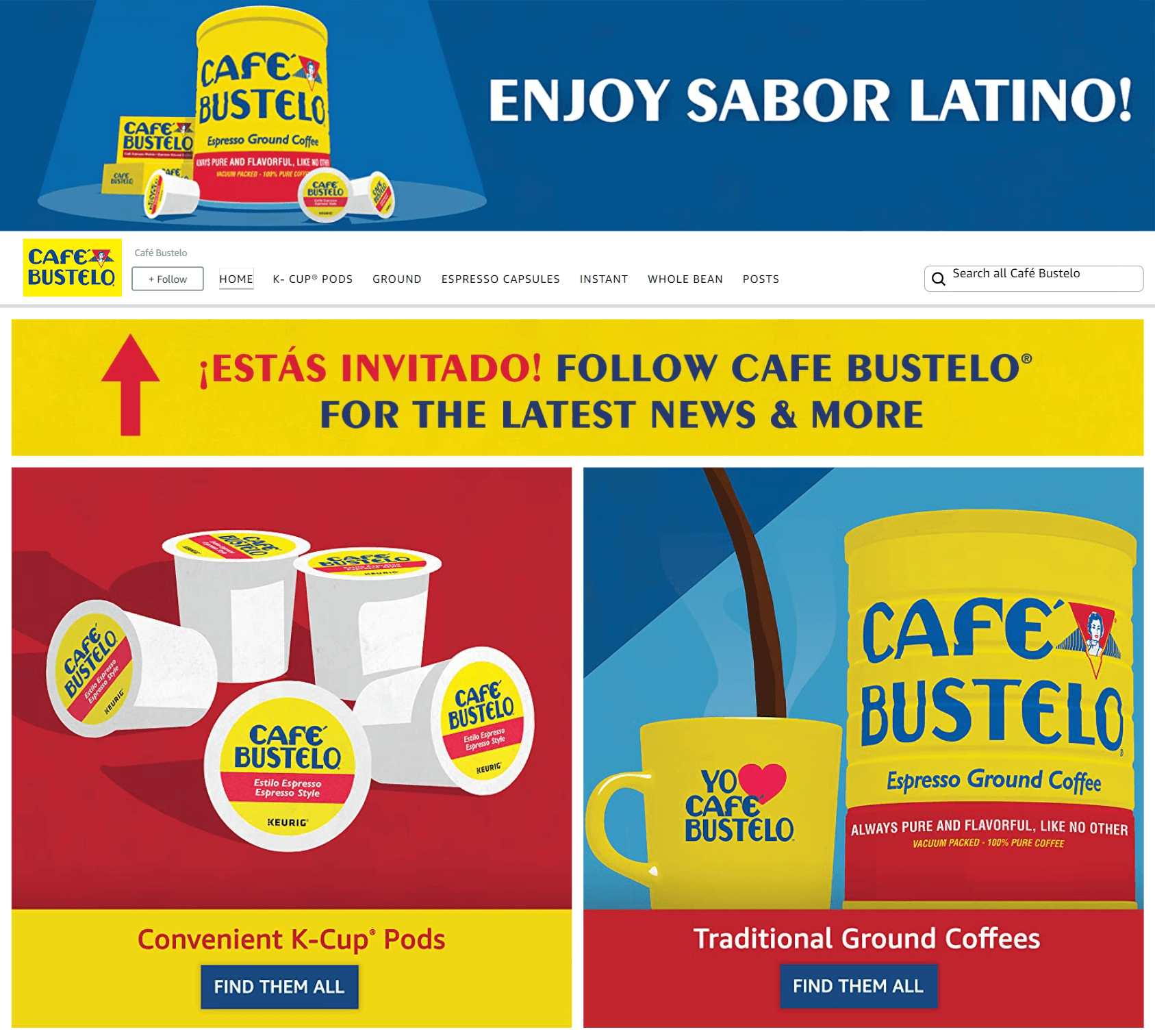 Storefront - Follow for Amazon.com  Café Bustelo