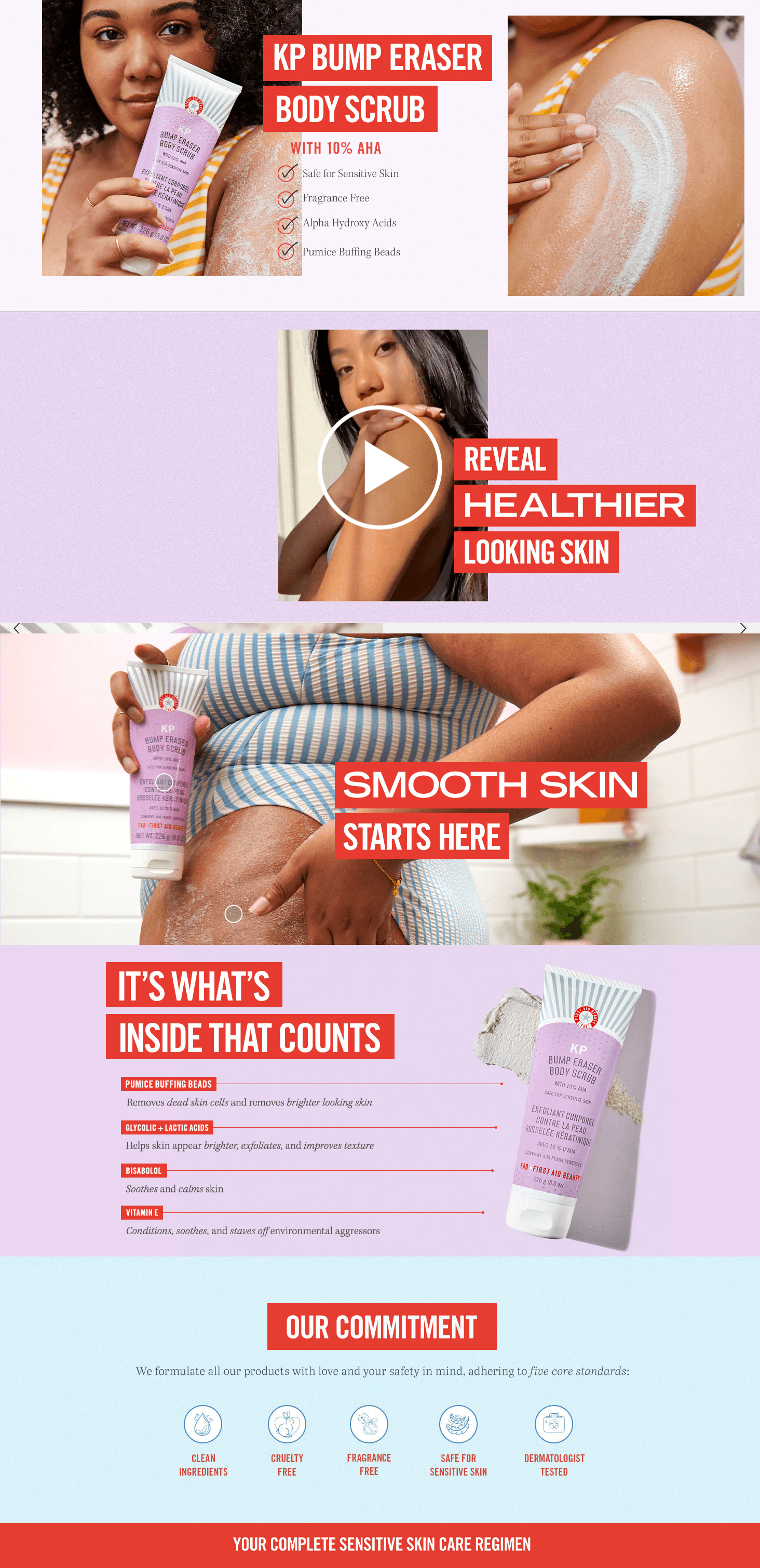 Amazon.com  First Aid Beauty KP Bump Eraser Body Scrub Exfoliant for Keratosis Pilaris…: A+