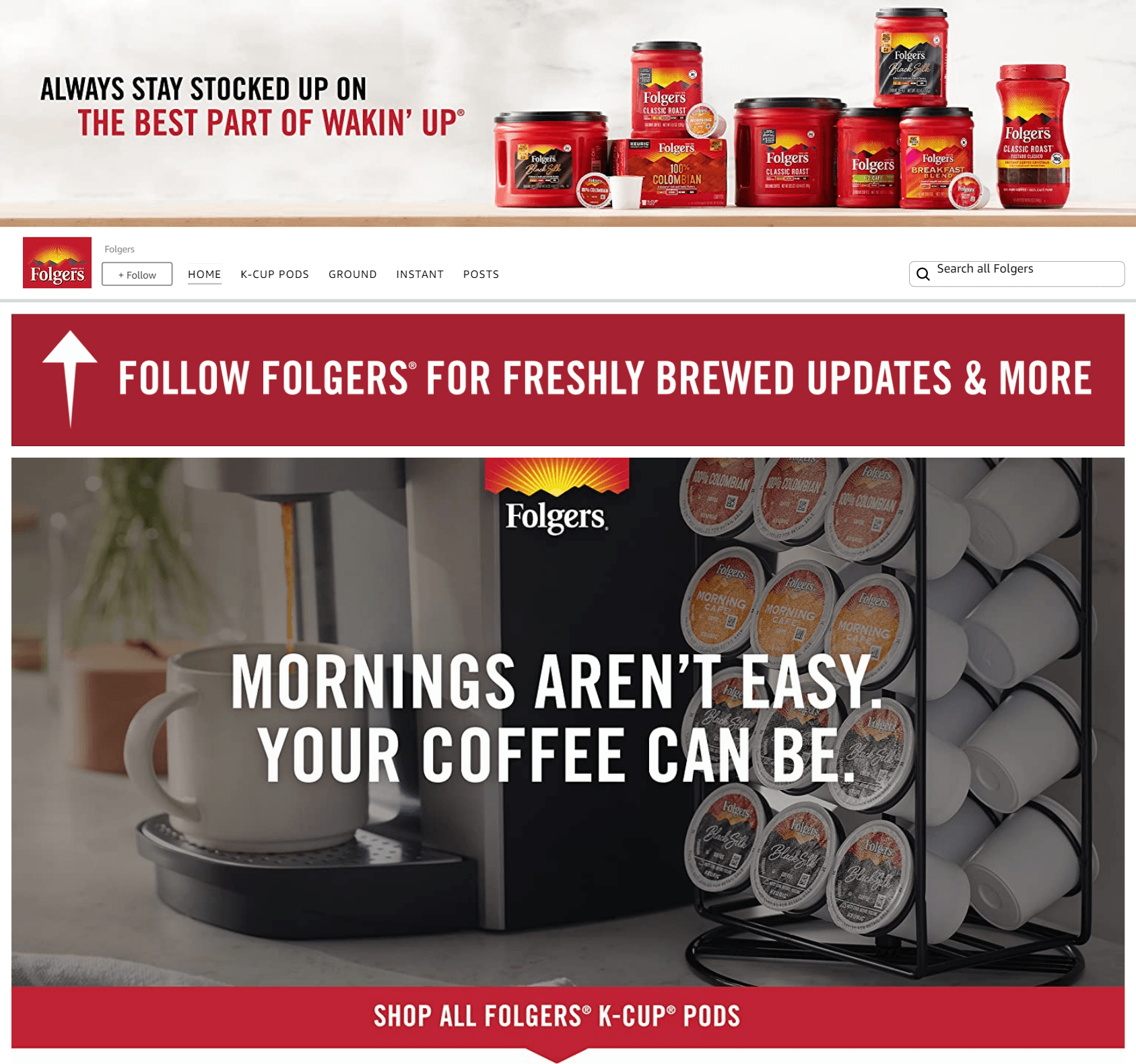 Storefront - Follow for Amazon.com  Folgers