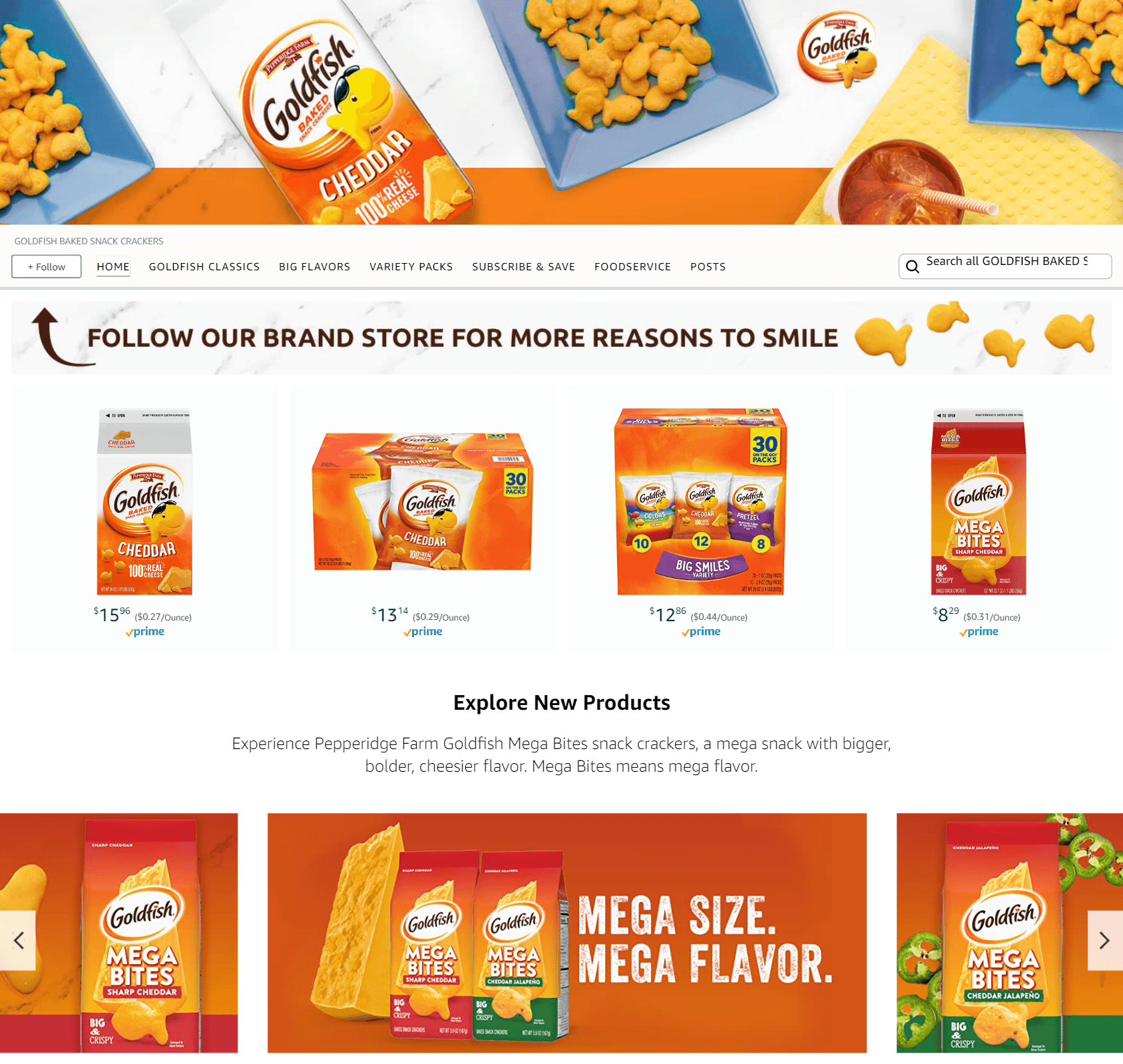 Storefront - Follow for Amazon.com  GOLDFISH BAKED SNACK CRACKERS
