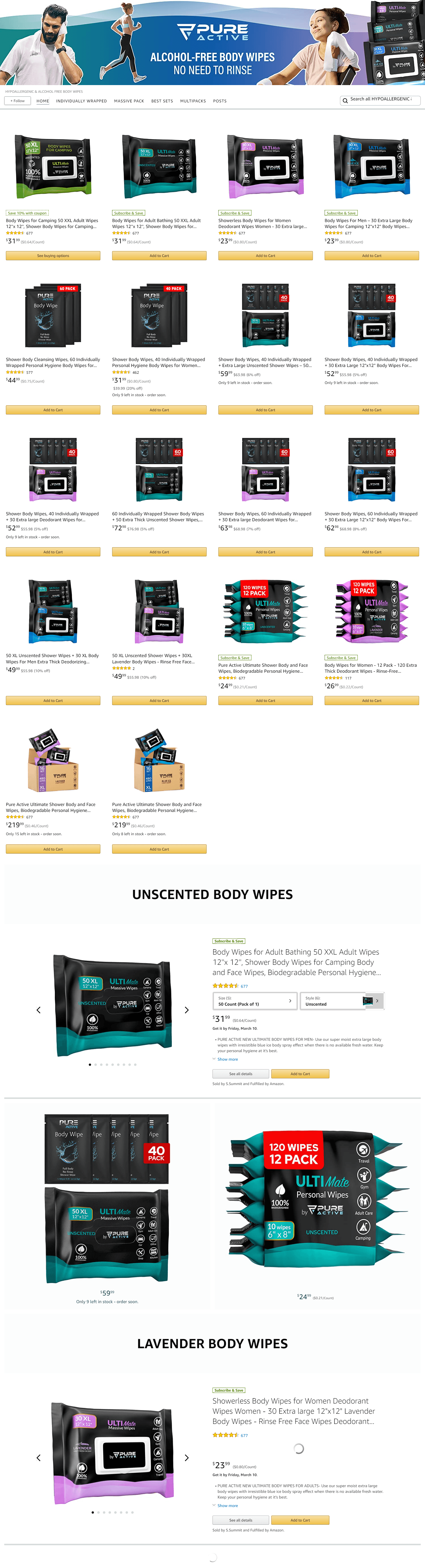 Amazon.com  HYPOALLERGENIC &amp; ALCOHOL FREE BODY WIPES: Storefront