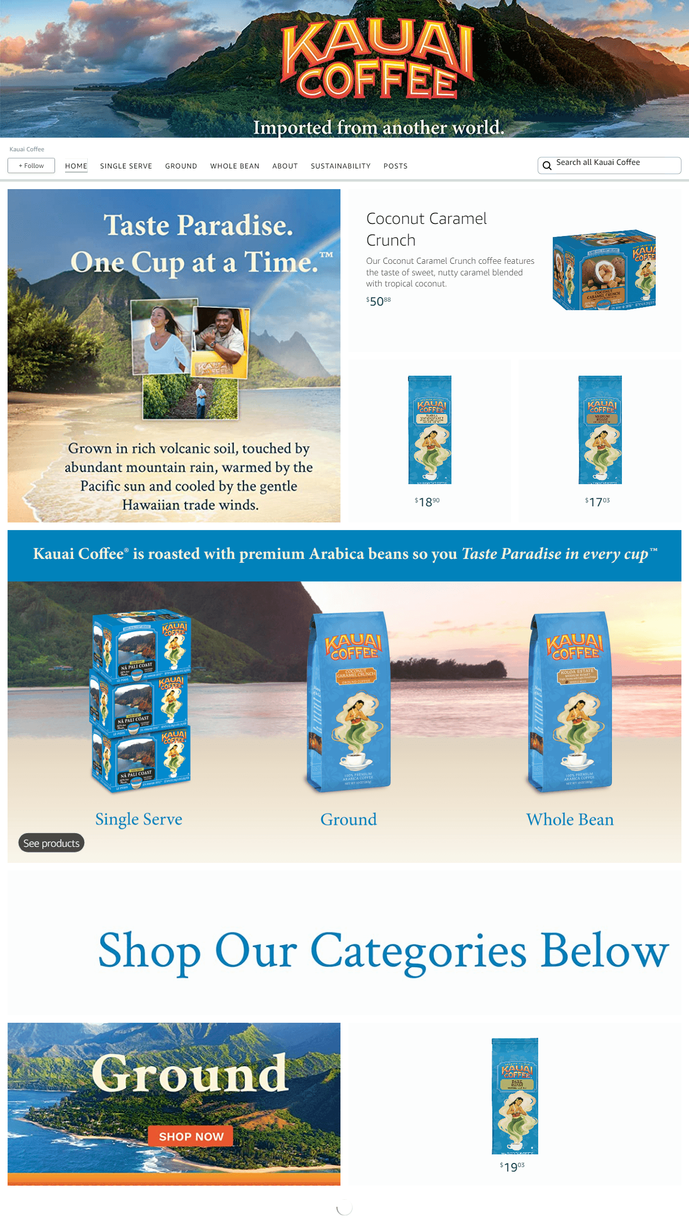 Amazon.com  Kauai Coffee: Storefront