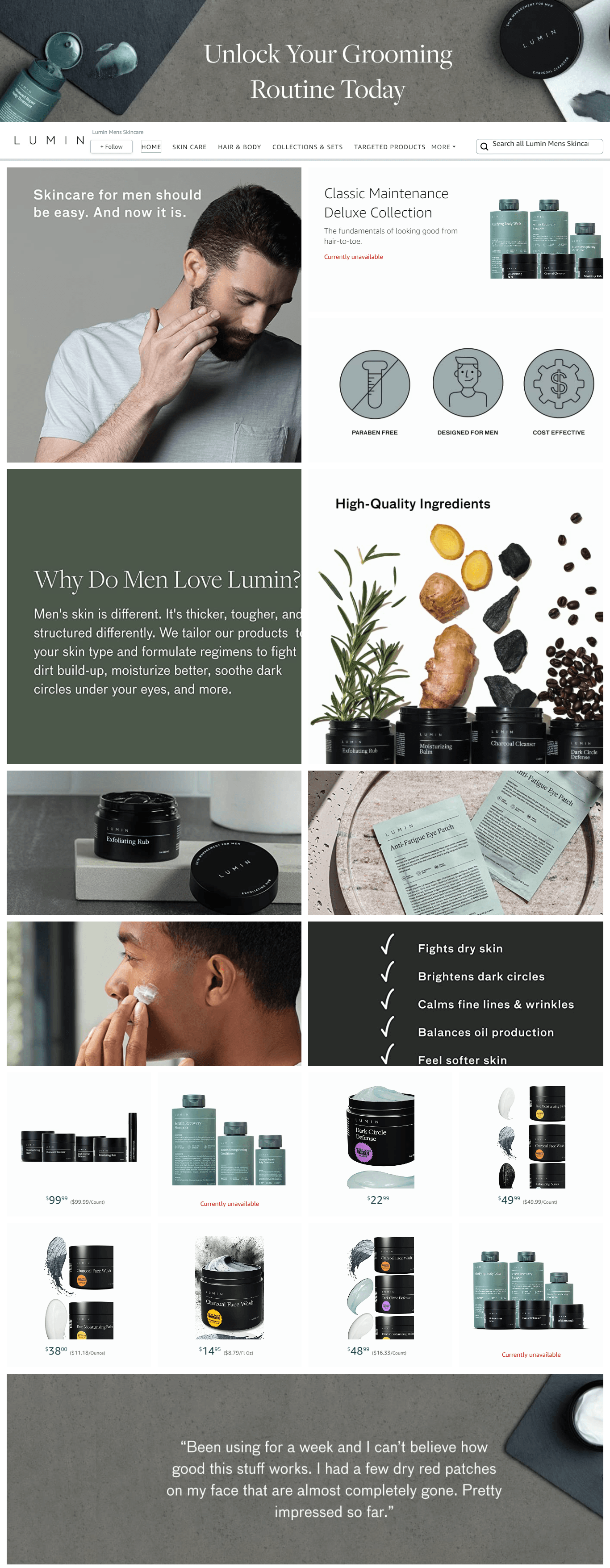 Amazon.com  Lumin Mens Skincare: Storefront