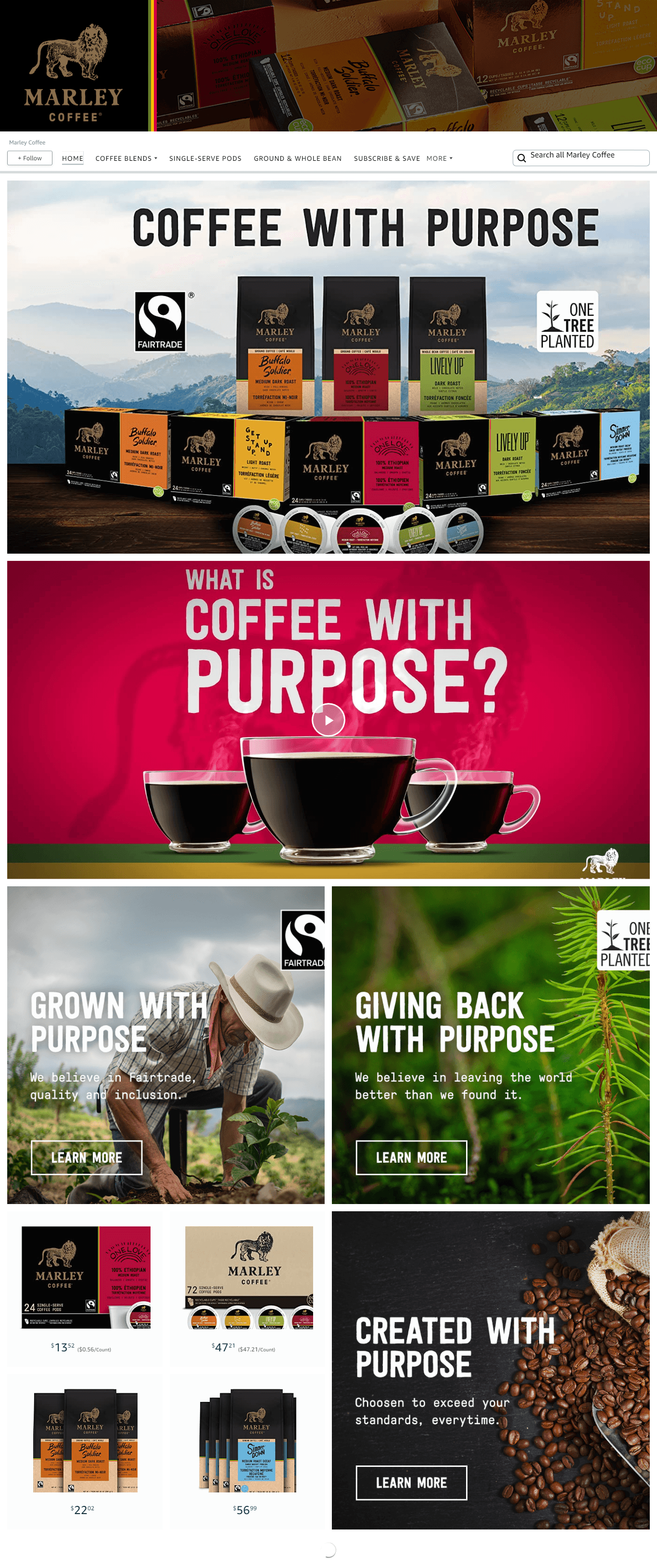 Amazon.com  Marley Coffee: Storefront