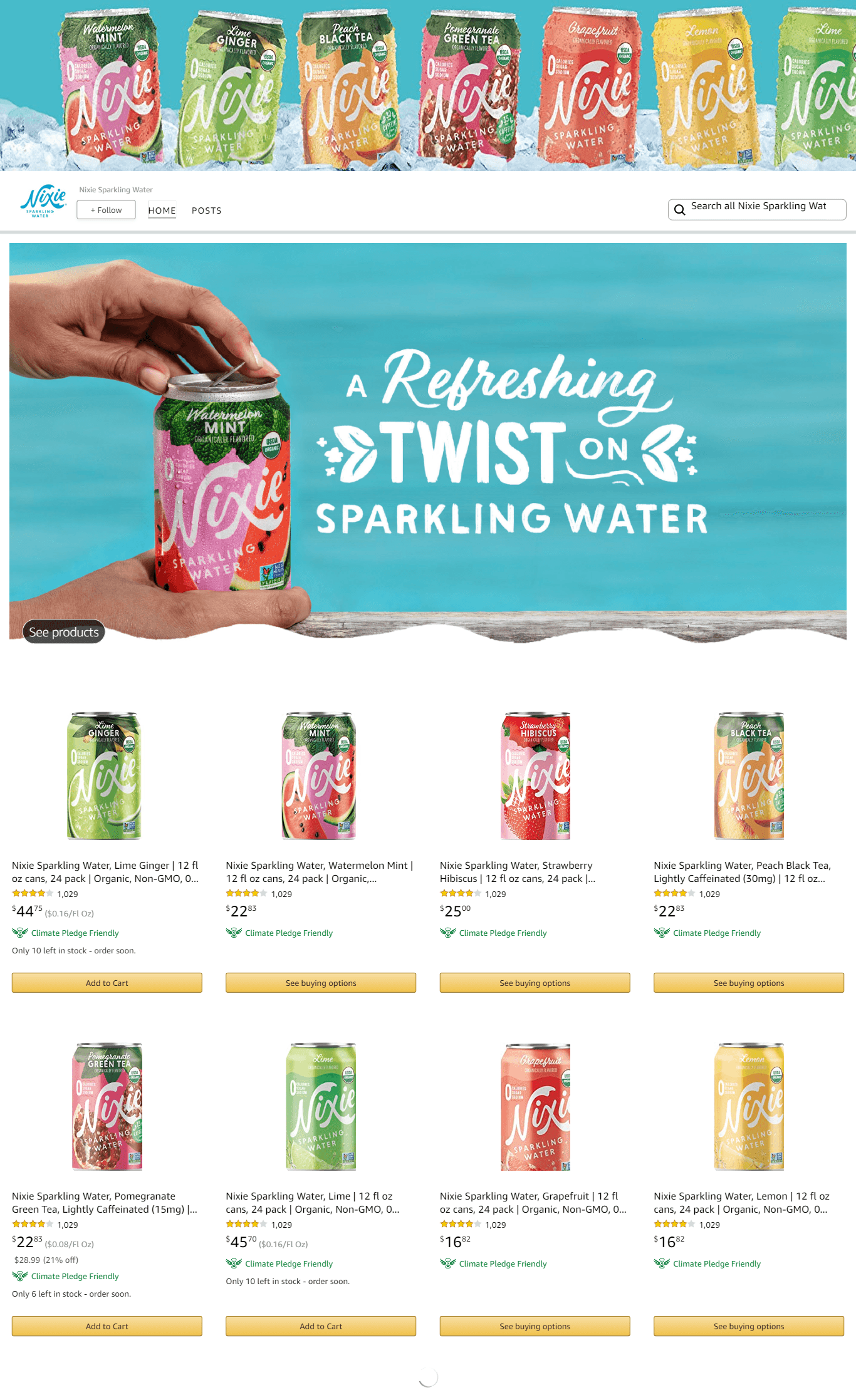 Amazon.com  Nixie Sparkling Water: Storefront