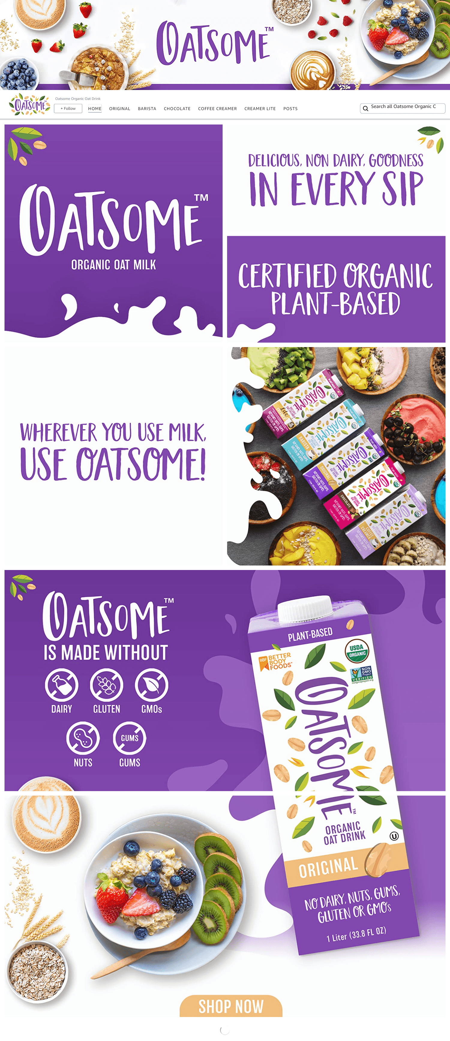 Amazon.com  Oatsome Organic Oat Drink: Storefront