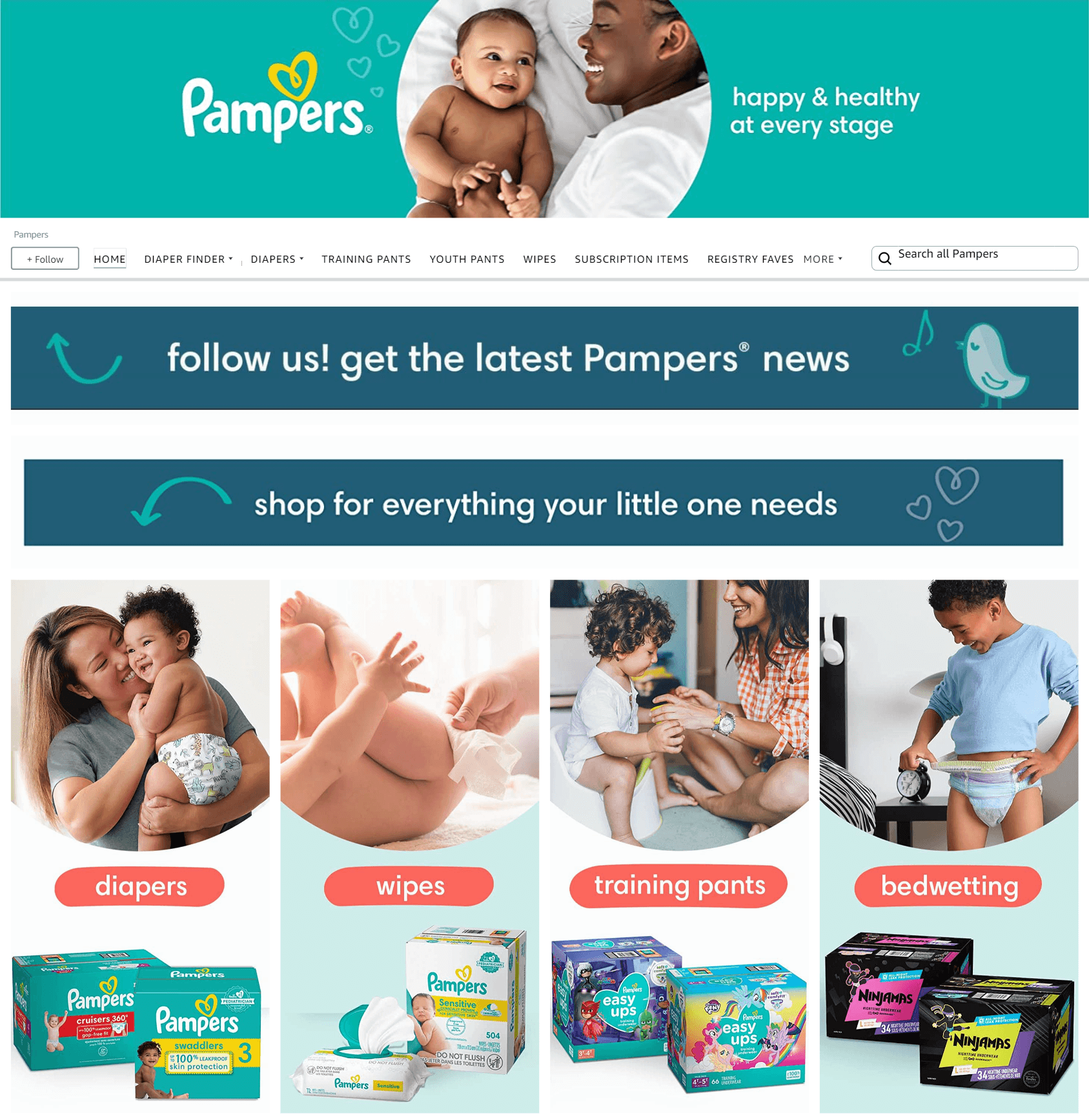Amazon.com  Pampers: Storefront - Follow
