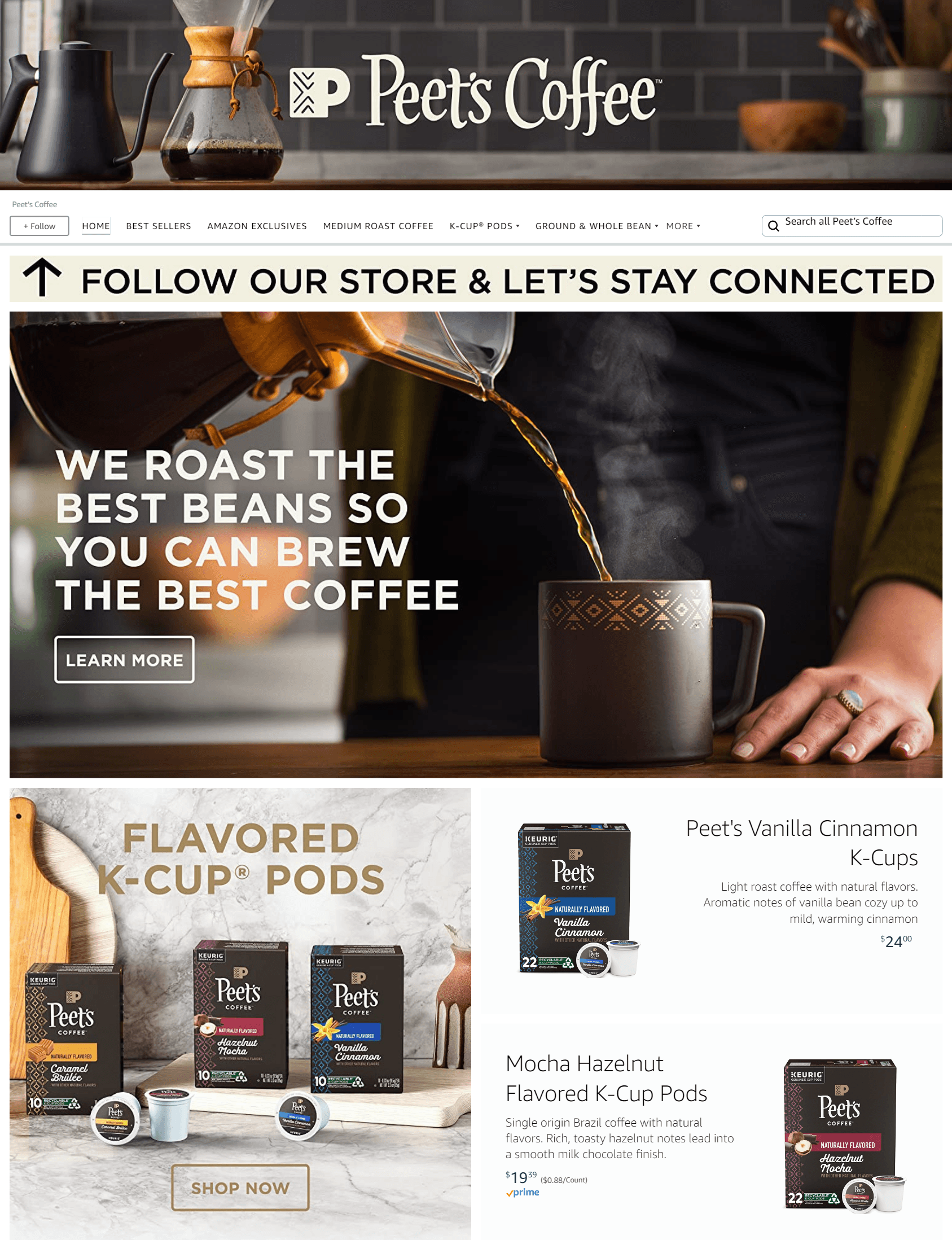 Storefront - Follow for Amazon.com  Peet’s Coffee