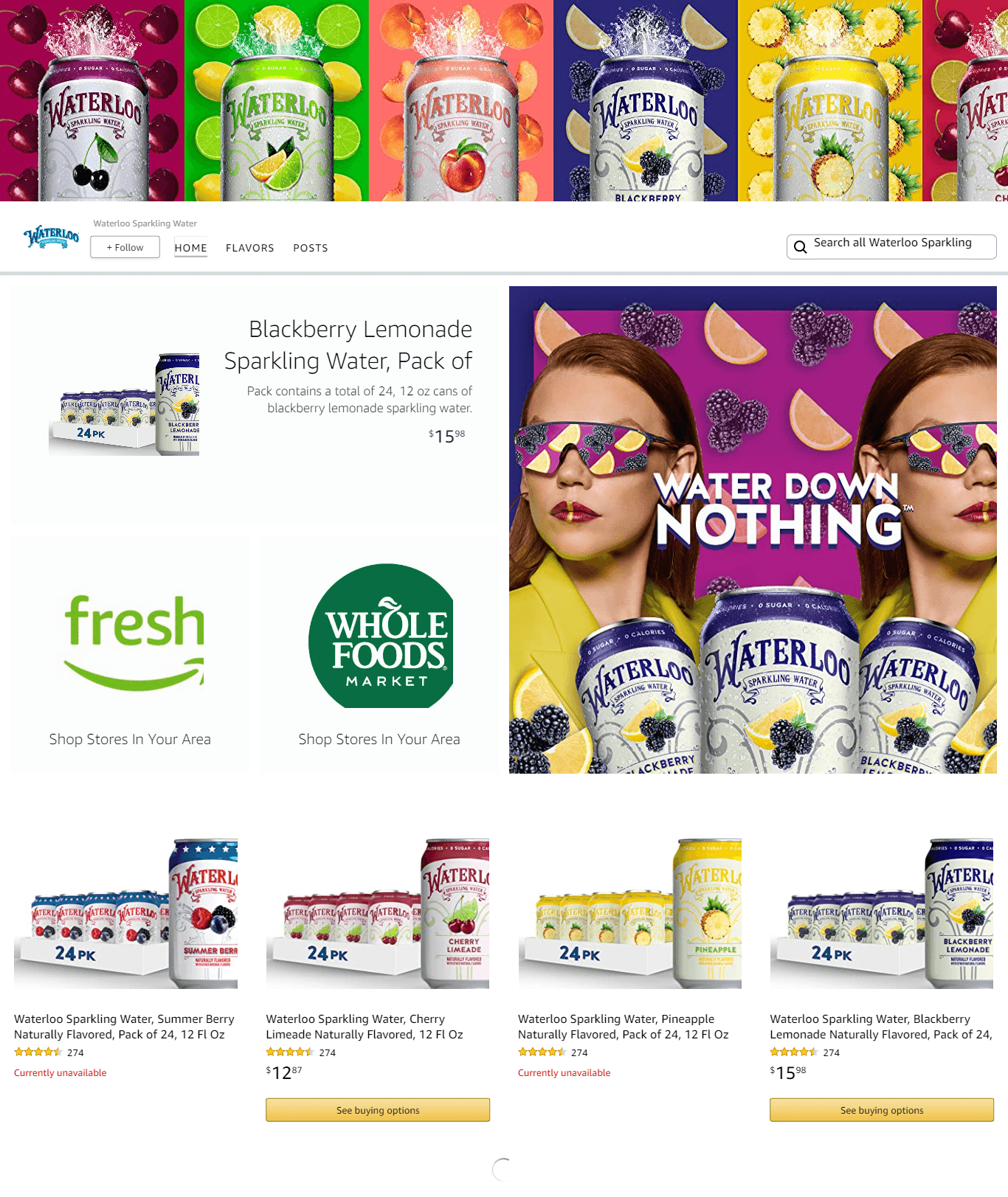 Amazon.com  Waterloo Sparkling Water: Storefront