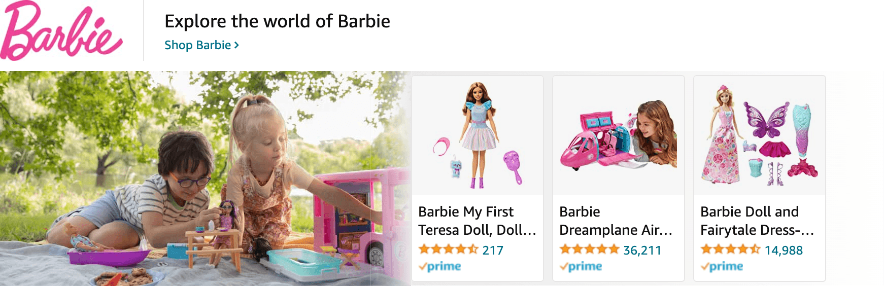 Amazon.com   barbie: Ad - Sponsored Brand