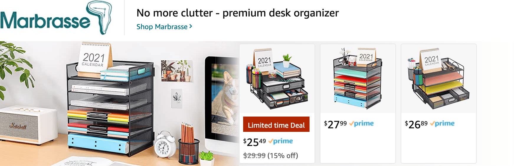 Ad - Sponsored Brand for Amazon.com   desk organizers and accessories