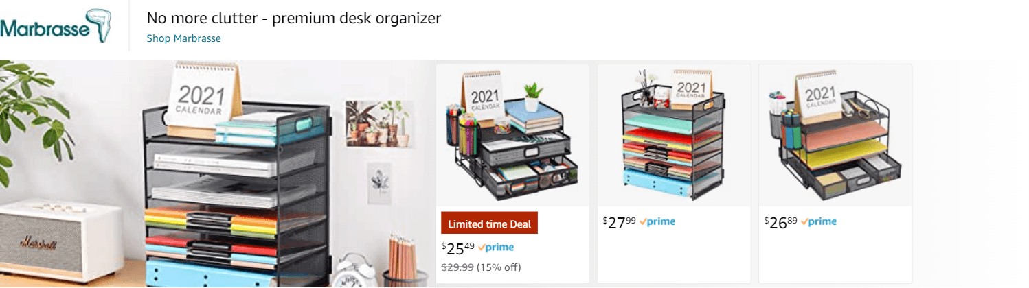 Ad - Sponsored Brand for Amazon.com   desk organizers and accessories