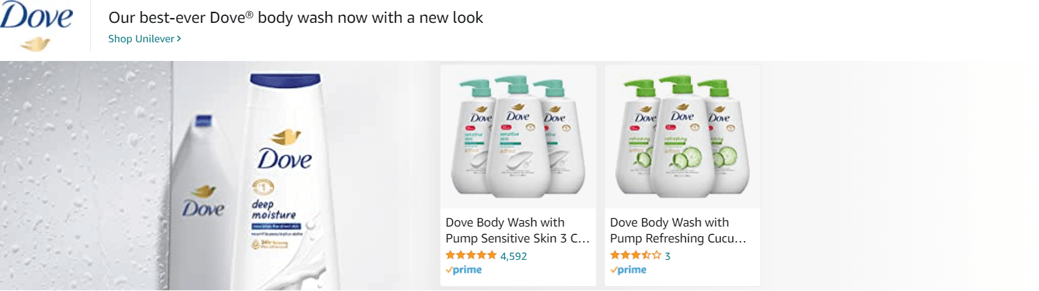 Amazon.com   dove body wash: Ad - Sponsored Brand