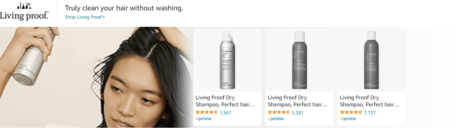 Ad - Sponsored Brand for Amazon.com   dry shampoo