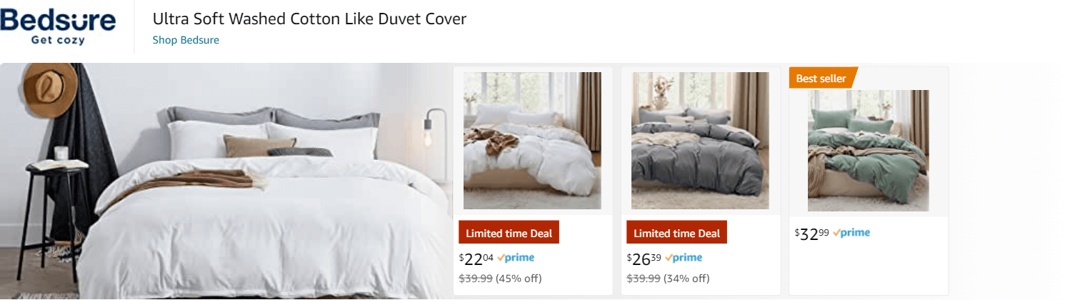 Ad - Sponsored Brand for Amazon.com   duvet cover