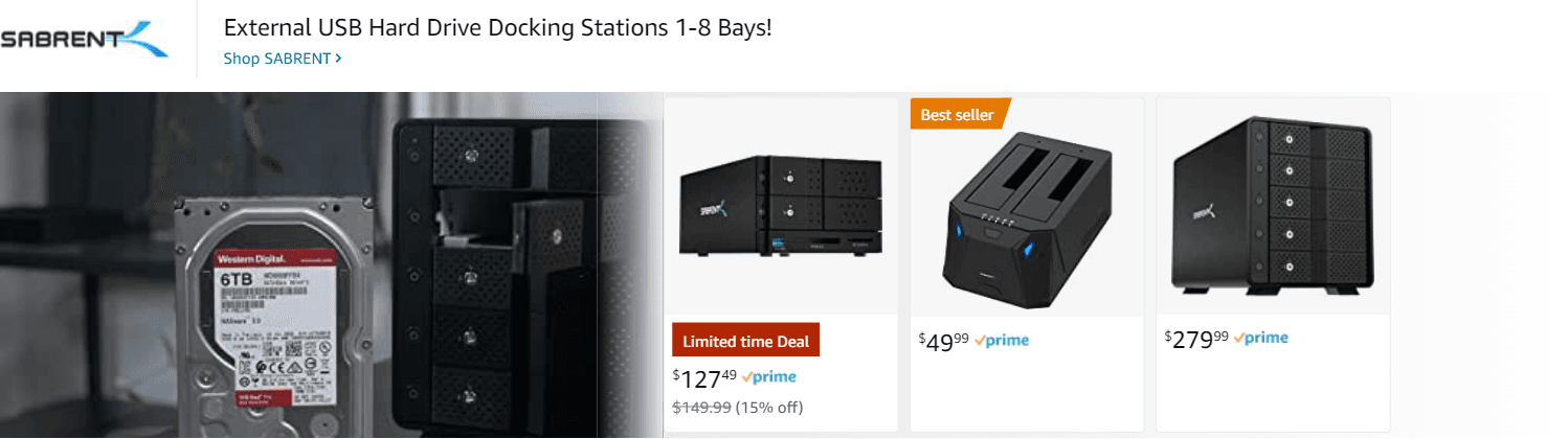 Ad - Sponsored Brand for Amazon.com   external hard drive