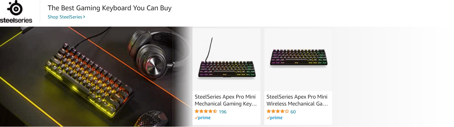 Amazon.com   gaming keyboard: Ad - Sponsored Brand