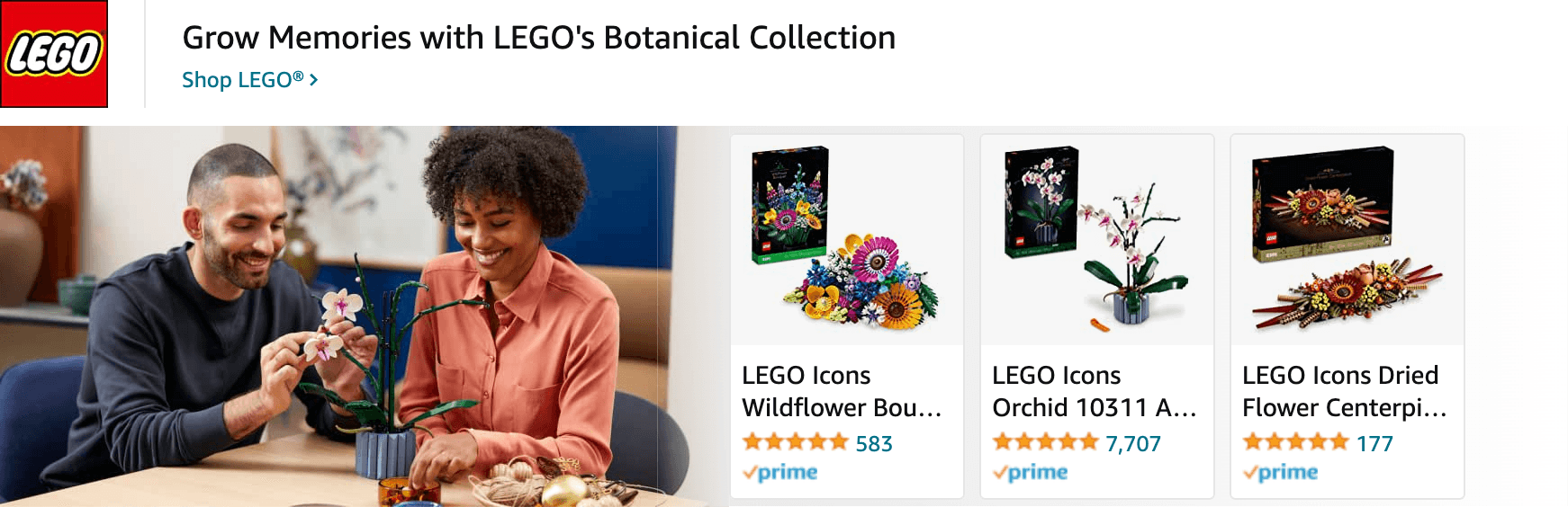 Ad - Sponsored Brand for Amazon.com   lego flowers