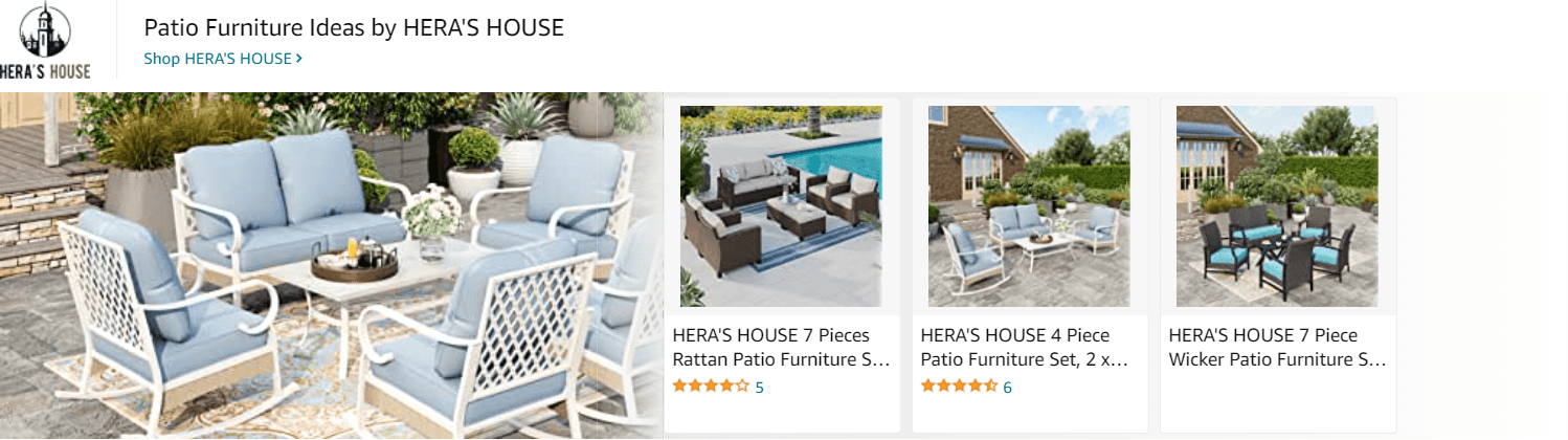 Ad - Sponsored Brand for Amazon.com   patio furniture set