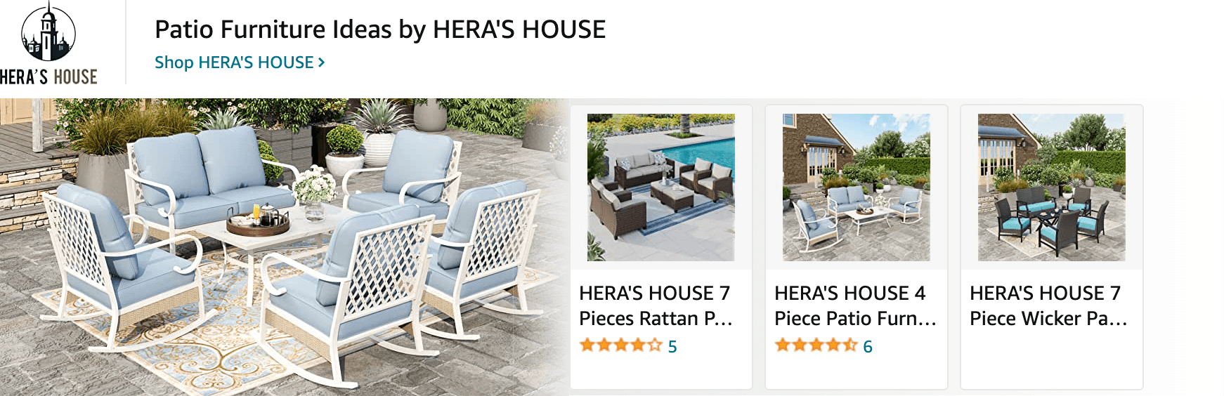 Ad - Sponsored Brand for Amazon.com   patio furniture set
