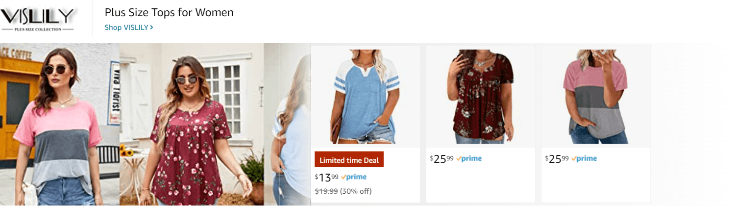 Ad - Sponsored Brand for Amazon.com   plus size tops for women