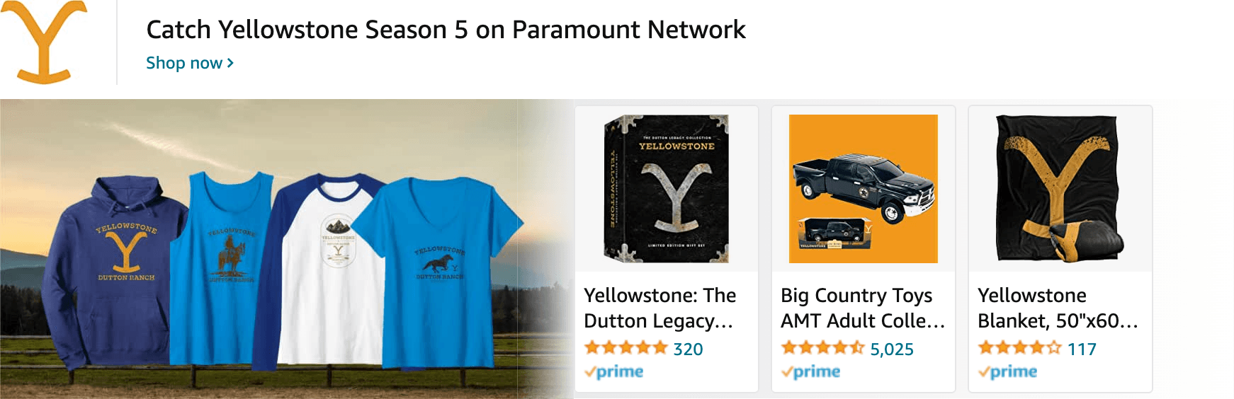 Amazon.com   yellowstone season 5: Ad - Sponsored Brand