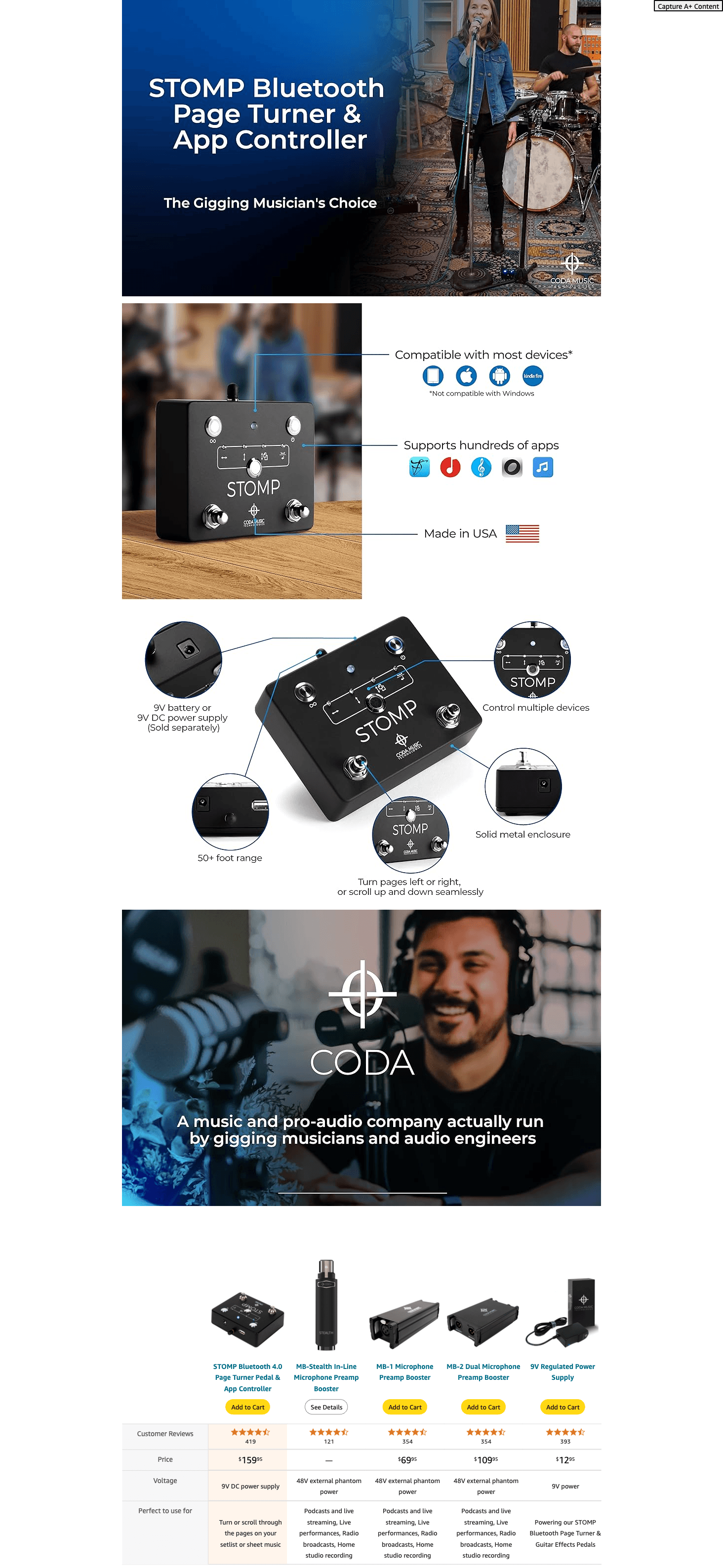 Amazon.com: STOMP Bluetooth Page Turner Pedal for Tablets: A+ Premium