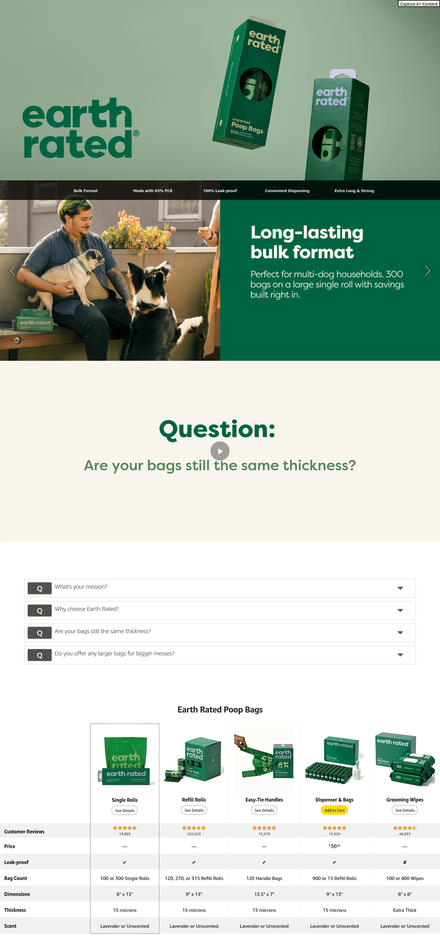 Amazon.com : Earth Rated Dog Poop Bags: Amazon listing image