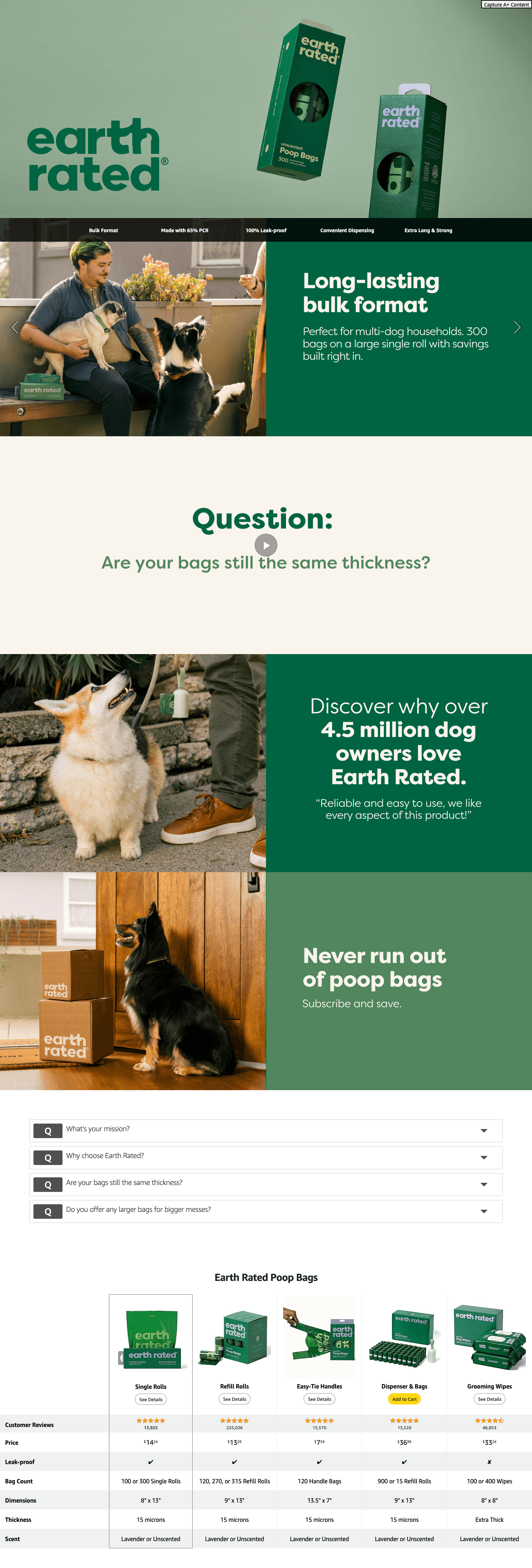 Amazon.com : Earth Rated Dog Poop Bags: Amazon listing image