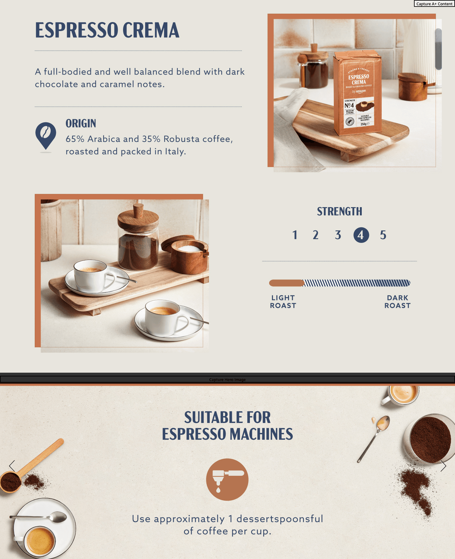 by Amazon Ground Coffee Espresso Crema: A+ Premium