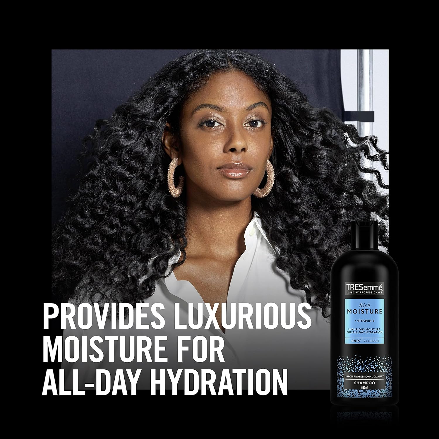TRESemmé Rich Moisture Shampoo luxurious moisture for all-day hydration for dry: Infographics