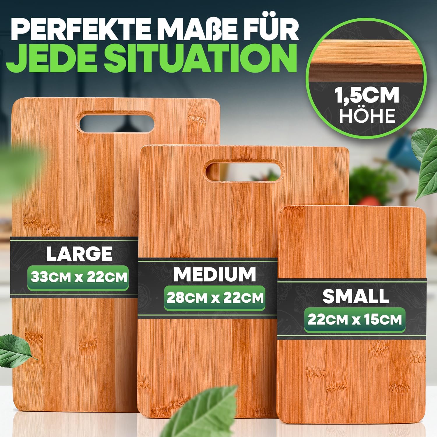 Loco Bird Solid Bamboo Chopping Boards Set of 3: Infographics