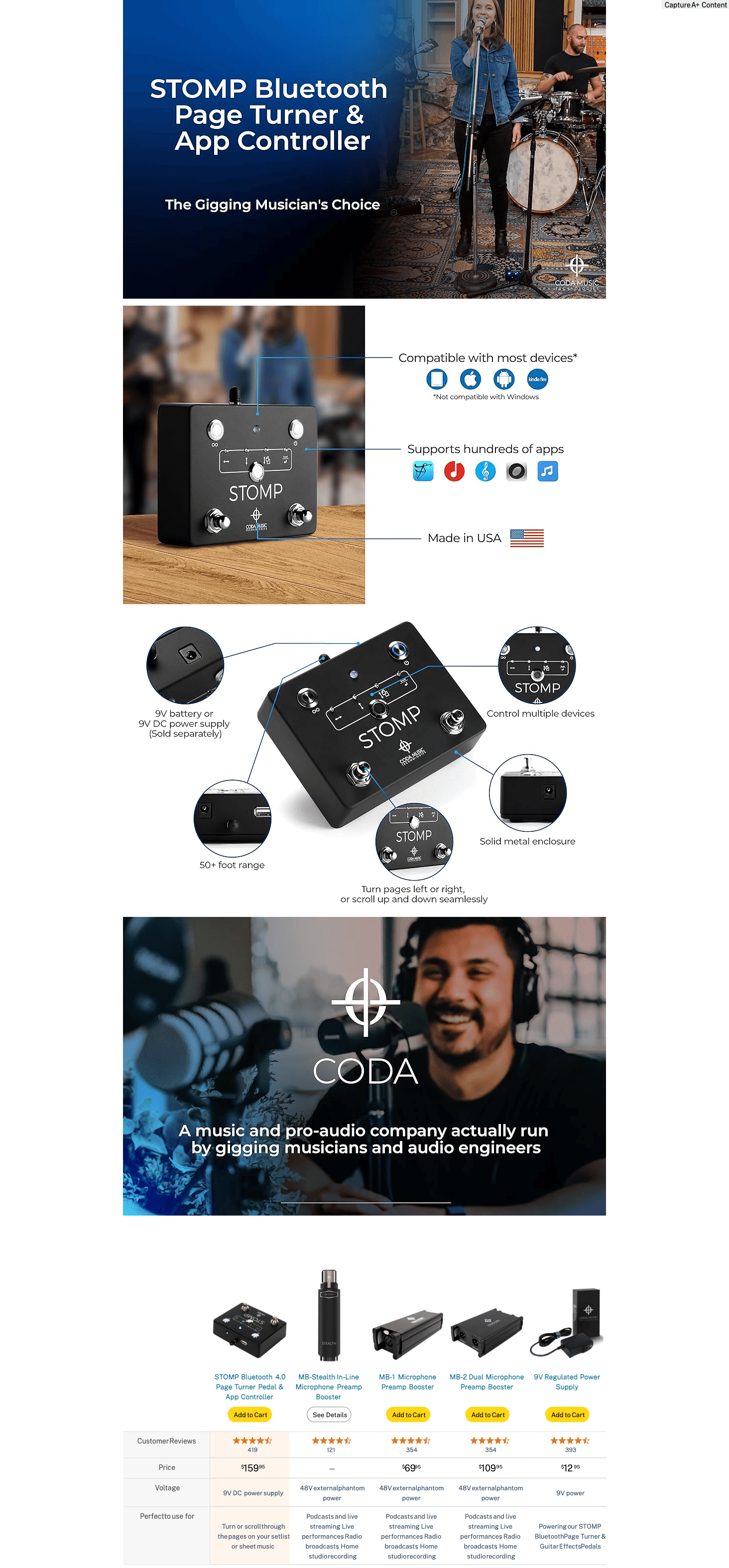 Amazon.com: STOMP Bluetooth Page Turner Pedal for Tablets: A+ Premium