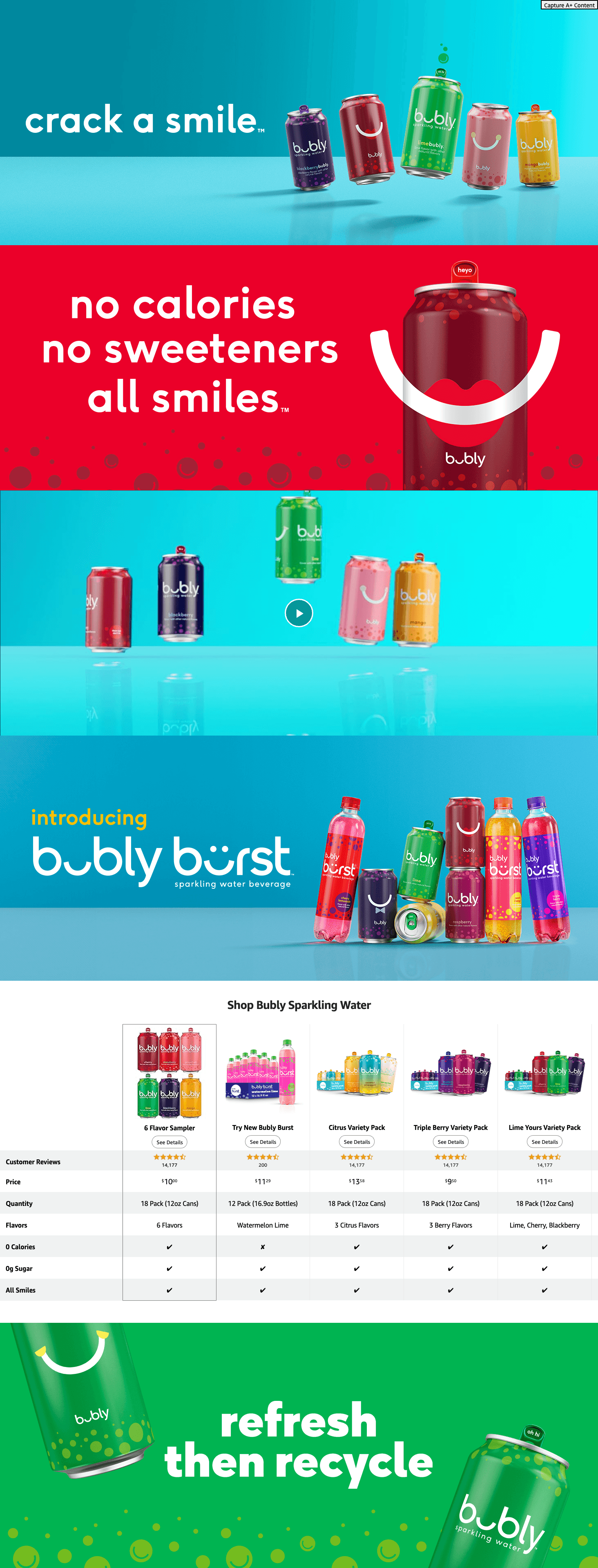 Amazon.com: Bubly Sparkling Water: A+ Premium