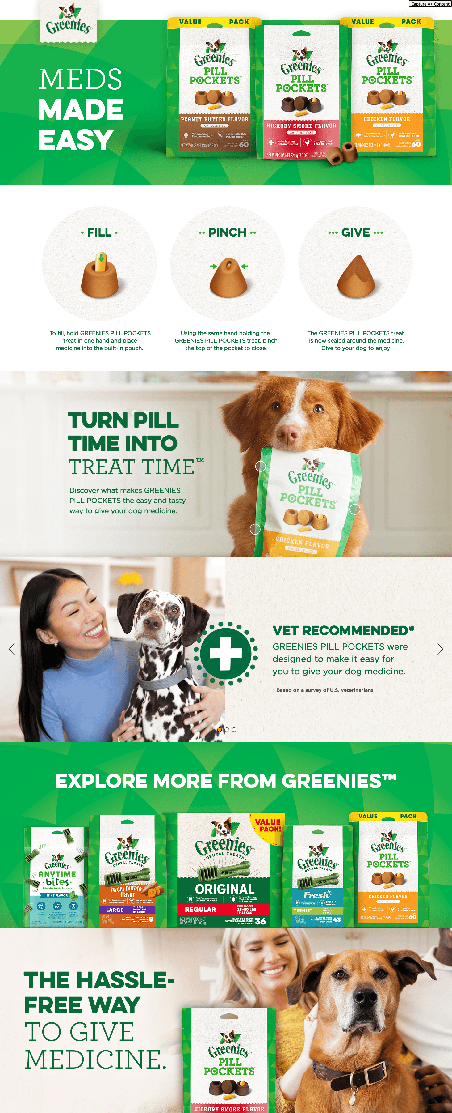 Amazon.com : Greenies Pill Pockets for Dogs Capsule Size Natural Soft Dog Treats with…: A+ Premium