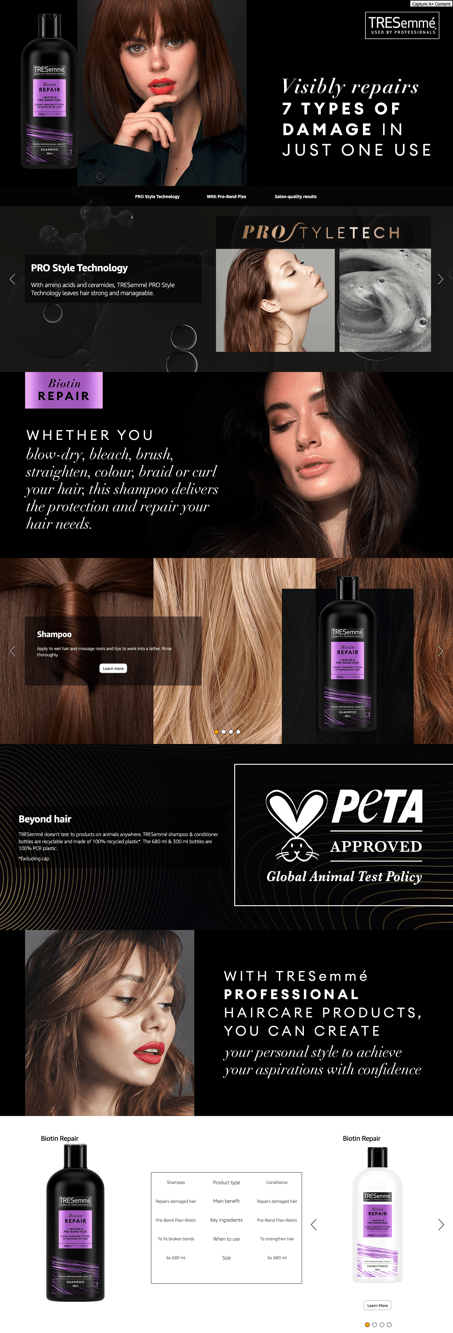 TRESemmé Biotin Repair Shampoo visibly repairs 7 types of damage in one use for dry: A+ Premium