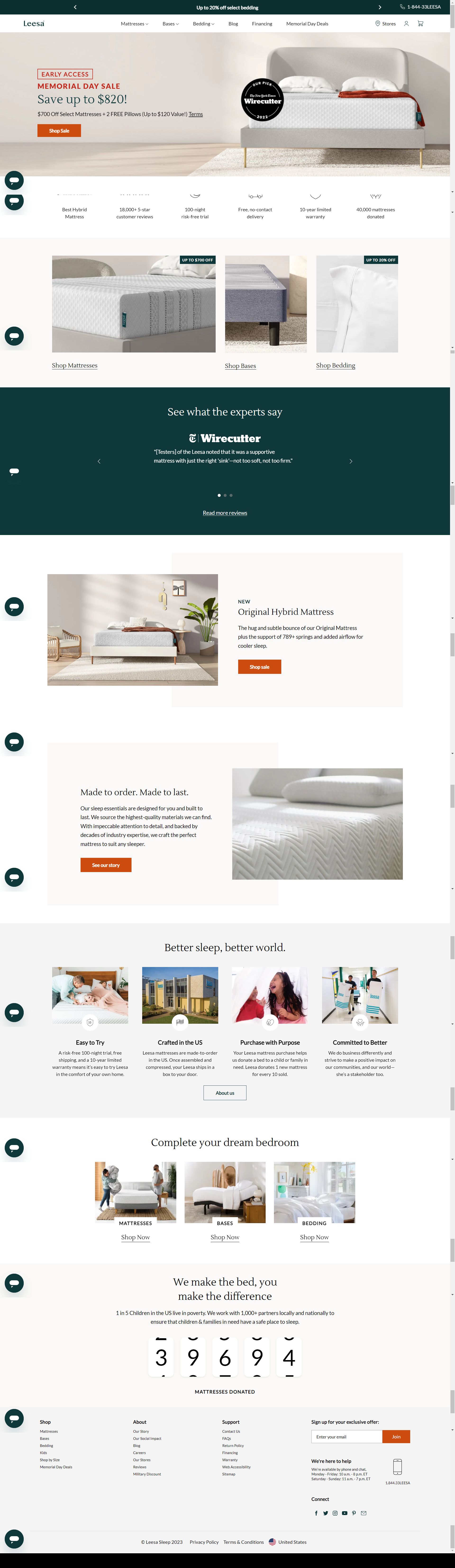 leesa.com: Amazon listing image