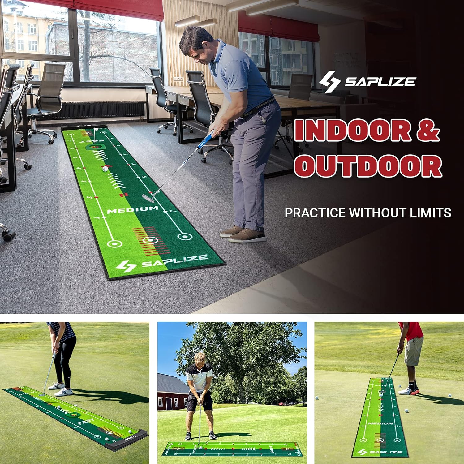 Amazon.com : SAPLIZE Two-Speed Golf Practice Mat with Alignment Mirror: Infographics