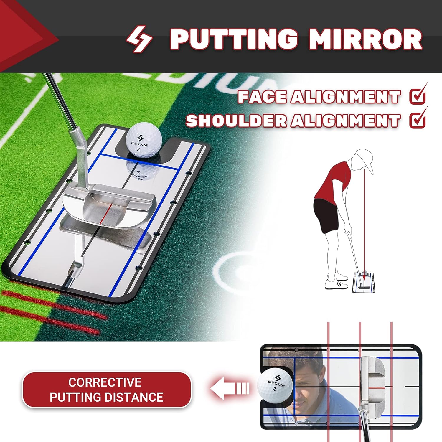Amazon.com : SAPLIZE Two-Speed Golf Practice Mat with Alignment Mirror: Infographics
