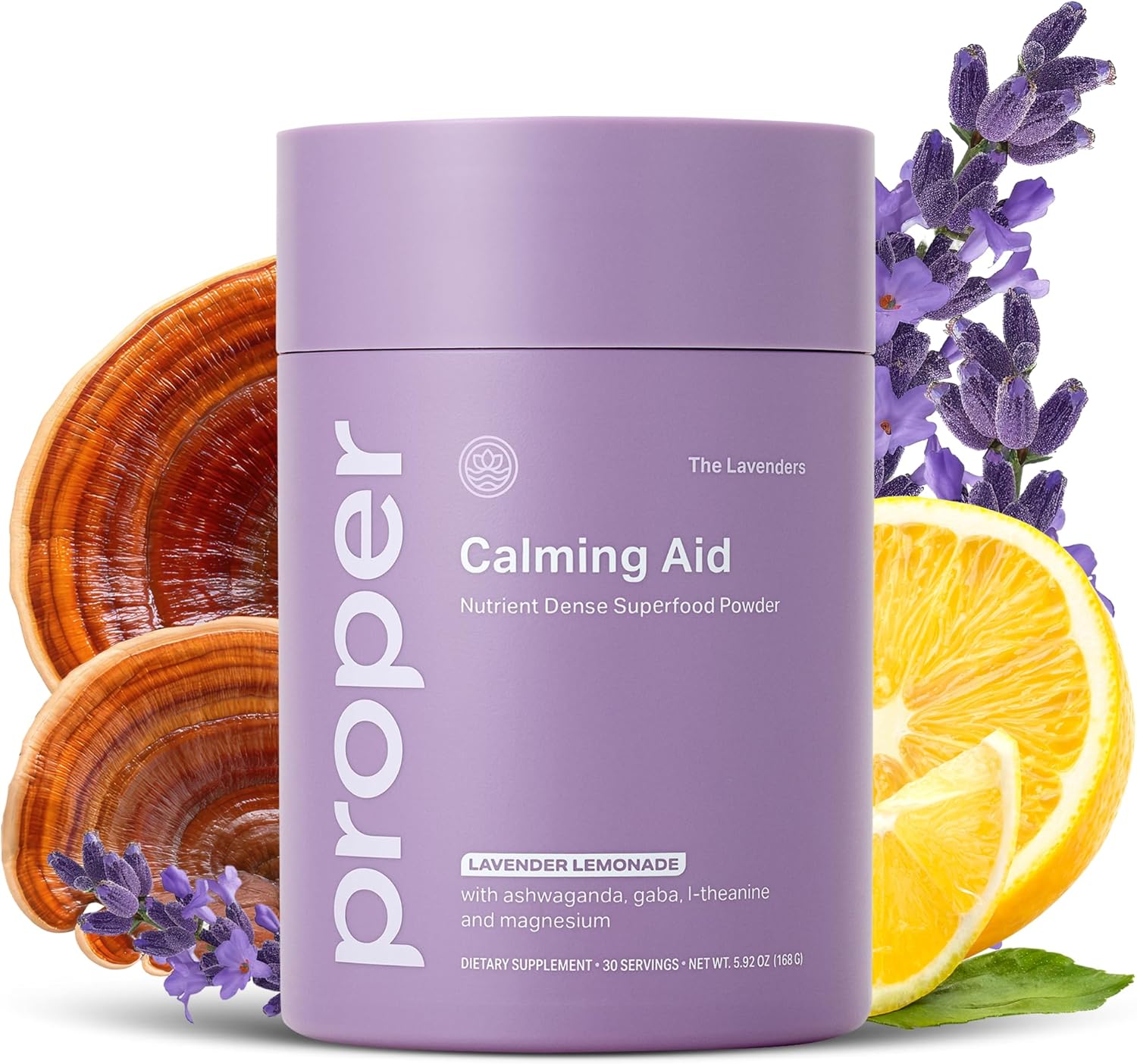 Highlights the product's calming properties, nutrient density, and lavender lemonade flavor to appeal to customers seeking a relaxing and nourishing supplement.