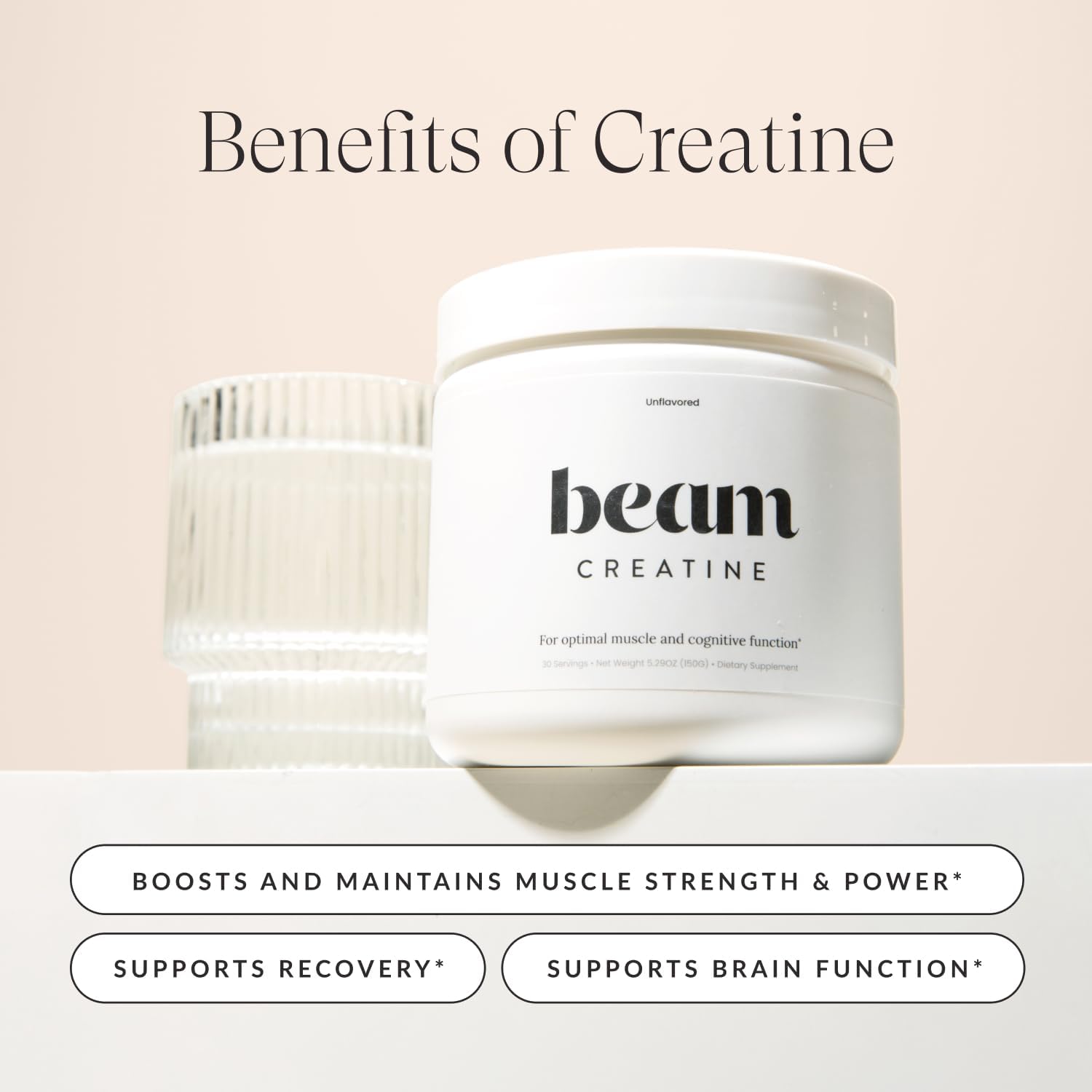 Highlights multiple benefits of the creatine supplement to show its versatility in supporting both physical and cognitive performance.