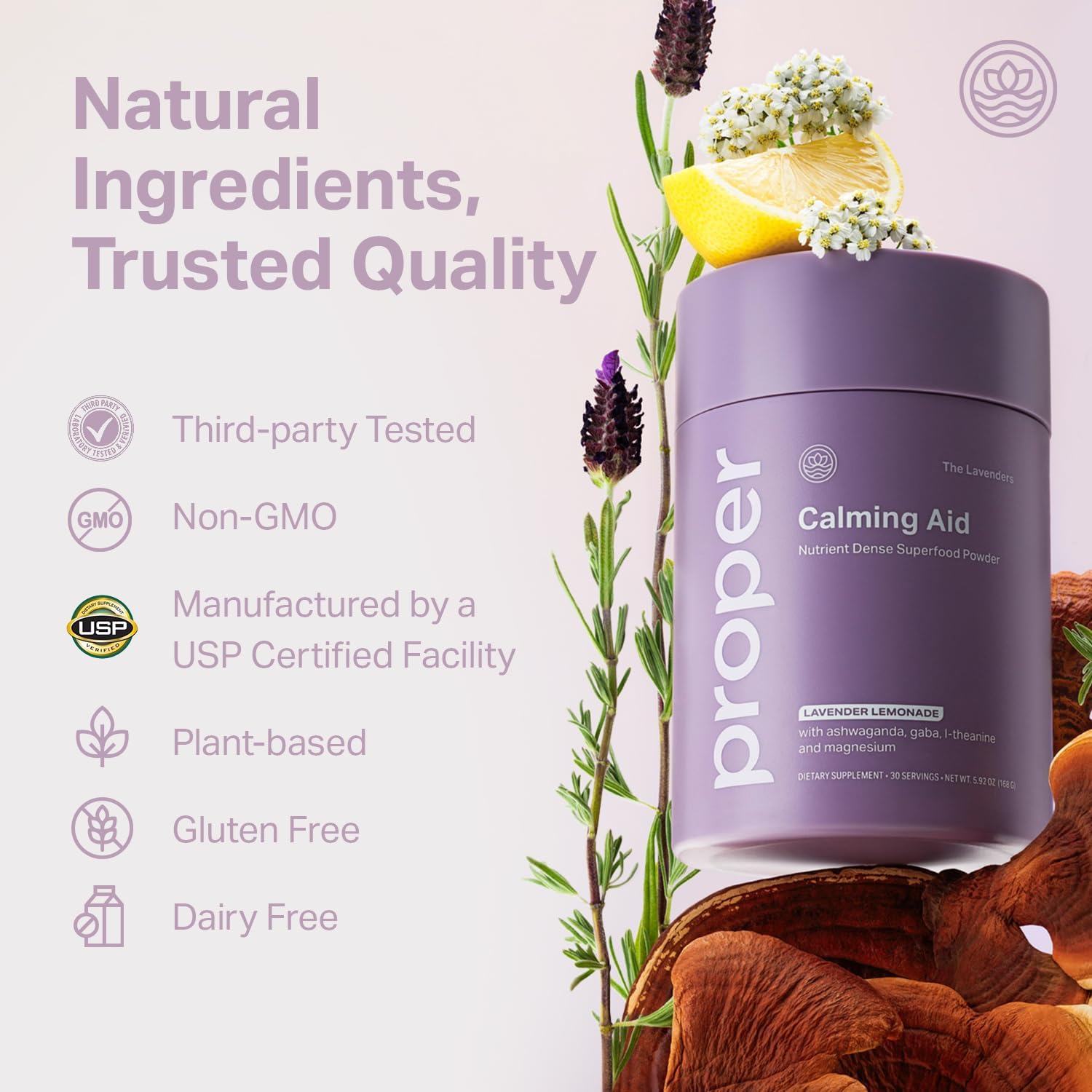 Highlights multiple features and benefits of the product, such as its natural and high-quality ingredients, third-party testing, certifications, and dietary accommodations, to build trust and appeal…