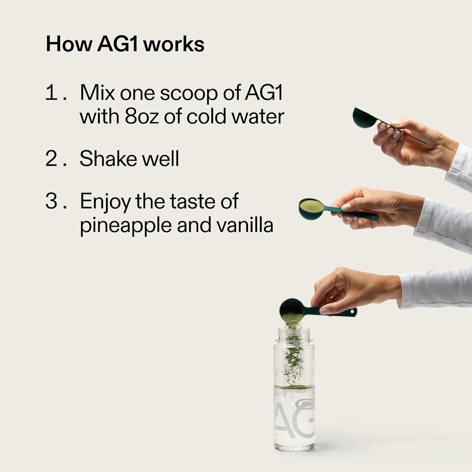 Provides step-by-step instructions on how to prepare and consume the AG1 product, making it easy for customers to use correctly.
