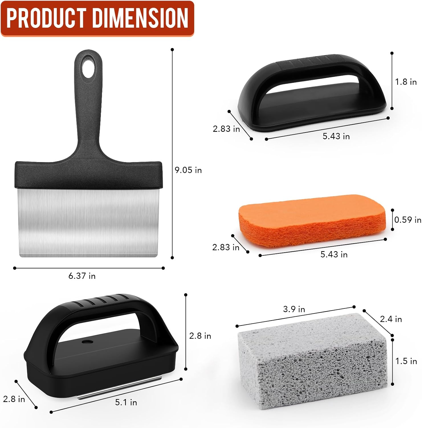 Provides the exact dimensions of the various products shown to help customers understand their physical size.